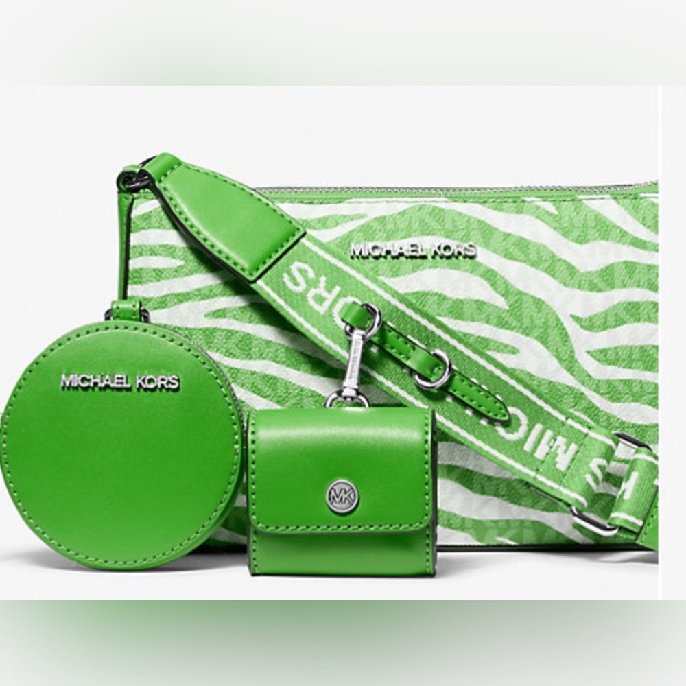 Michael Kors Retail $448 Jet Set Leather Medium Animal Print Logo Crossbody Bag - Picture 2 of 4